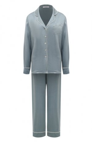 Шелковая пижама Kleed Loungewear. Цвет: голубой