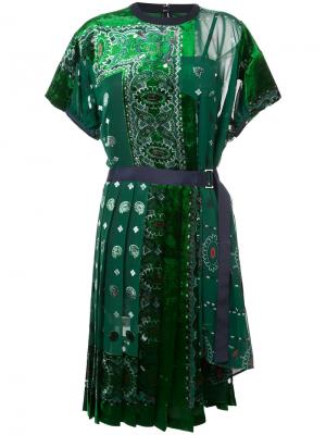 Платье-бандана Sacai. Цвет: зелёный