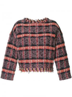 Твидовый свитер с узором тартан COOHEM. Цвет: красный
