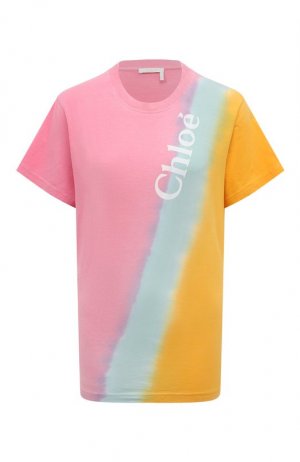 Хлопковая футболка Chloé. Цвет: розовый