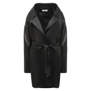 Кожаное пальто Balenciaga. Цвет: чёрный