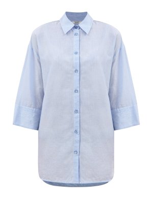 Рубашка из хлопкового муслина в тонкую полоску с цепочками PESERICO. Цвет: голубой