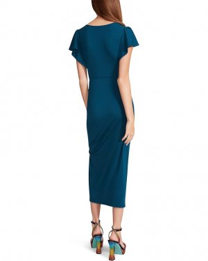Платье Mini Rib Flutter Sleeve Midi with Ruched Slit, цвет Blue Sapphire Betsey Johnson