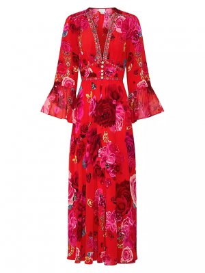 Шелковое платье-миди с цветочным принтом Camilla, цвет italian rosa CAMILLA