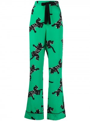 Прямые брюки с завышенной талией и графичным принтом DVF Diane von Furstenberg. Цвет: зеленый