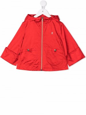 Легкая куртка с капюшоном и монограммой Herno Kids. Цвет: красный