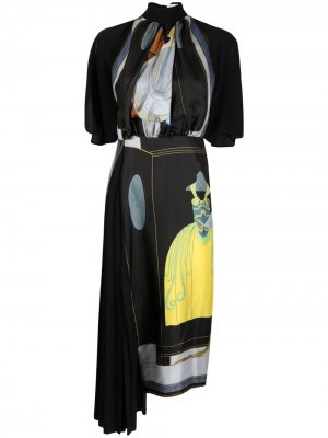 Платье с короткими рукавами и принтом LANVIN. Цвет: черный