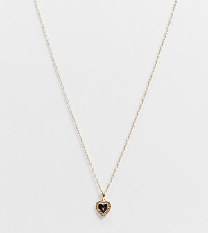 Позолоченное ожерелье из стерлингового серебра с эмалевой подвеской в форме черного сердца Solemn-Золотистый Regal Rose