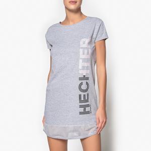 Сорочка ночная в форме рубашки из хлопка с рисунком HECHTER STUDIO. Цвет: серый меланж