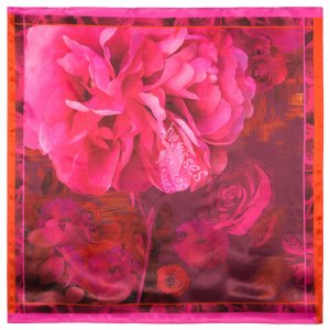 Платок ,89х89 см, розовый, бордовый Павловопосадская платочная мануфактура. Цвет: бордовый/розовый