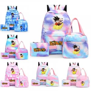 3 шт./компл., разноцветный рюкзак Dragon Ball с сумкой для обеда женщин, студенческий подростков, повседневные школьные сумки, наборы Bandai