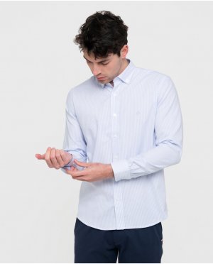 Узкая мужская рубашка в голубую полоску, светло-синий Valecuatro