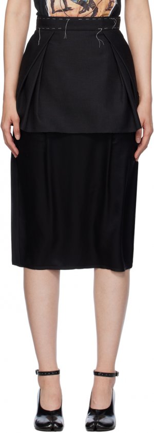 Черная юбка-миди в стиле незавершенного производства Maison Margiela