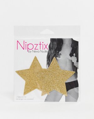 Золотистые наклейки на соски в виде звезд Nipztix By -Золотой Neva Nude