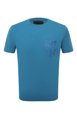 Хлопковая футболка Prada. Цвет: голубой
