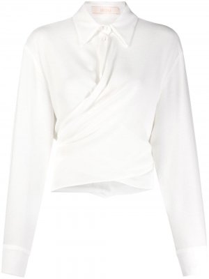 Однотонная рубашка с драпировкой Ssheena. Цвет: белый