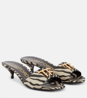 Декорированные сандалии с леопардовым принтом , черный Tom Ford