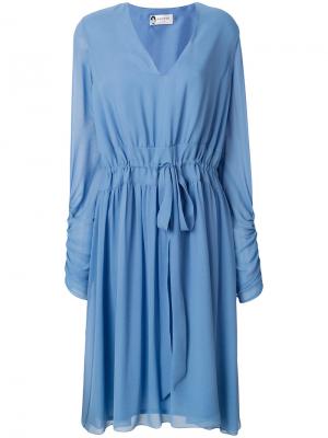 Платье с V-образным вырезом и длинными рукавами Lanvin. Цвет: синий
