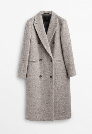 Пальто Massimo Dutti. Цвет: серый