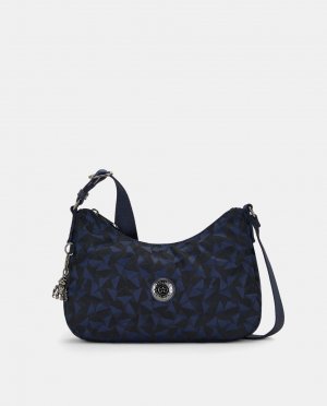 Маленькая синяя сумка через плечо Ayda с геометрическим принтом , темно-синий Kipling