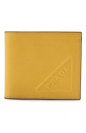 Кожаное портмоне Prada. Цвет: жёлтый
