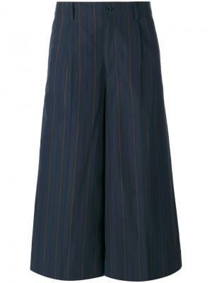 Полосатые укороченные брюки 08Sircus. Цвет: синий