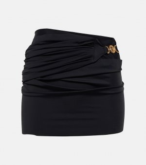 Украшенная мини-юбка со сборками VERSACE, черный Versace
