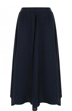 Однотонная льняная юбка-миди 120% Lino. Цвет: темно-синий