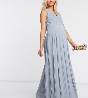 Голубое плиссированное платье макси без рукавов bridesmaid-Голубой TFNC Maternity