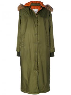 Удлиненное пальто с капюшоном Ava Adore. Цвет: зеленый