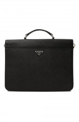 Кожаная сумка для ноутбука Prada. Цвет: чёрный