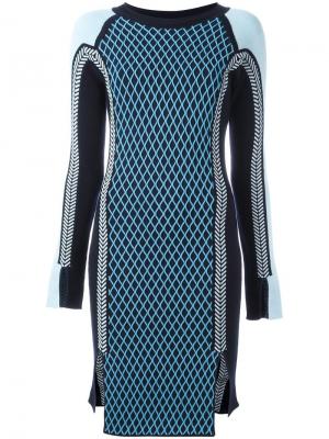 Спортивное трикотажное платье Versace. Цвет: синий