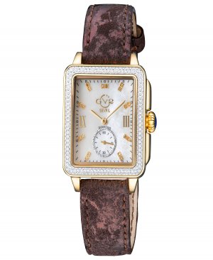 Женские часы Bari Tortoise, швейцарские кварцевые, итальянские, коричневые, с кожаным ремешком, 34 мм , золотой Gevril