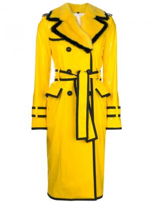 Classic Trench Coat With Grosgrain Tipping, Mink Fur Detachable Collar & Lapel In Nylon Slicker Thom Browne. Цвет: жёлтый и оранжевый