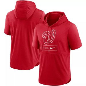 Мужской красный пуловер с капюшоном короткими рукавами и логотипом Washington Nationals Lockup Performance Nike