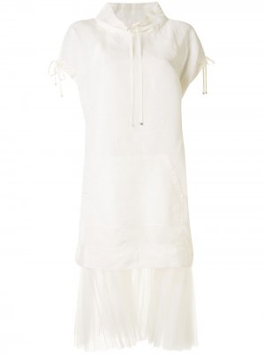 Платье миди с плиссированной юбкой Shanshan Ruan. Цвет: белый