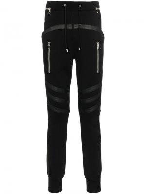 Байкерские спортивные брюки Balmain. Цвет: черный