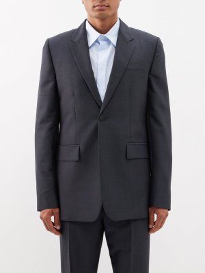 Однобортный костюмный пиджак из смесовой шерсти LOEWE, синий Loewe