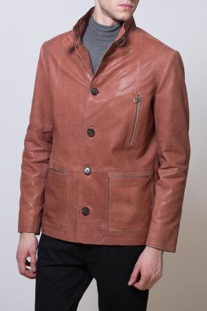 Куртка кожаная ALFREDO GALLIANO. Цвет: коричневый