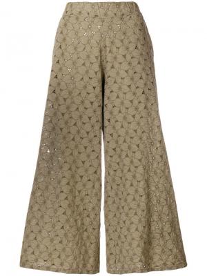Широкие брюки с вышивкой Labo Art. Цвет: нейтральные цвета