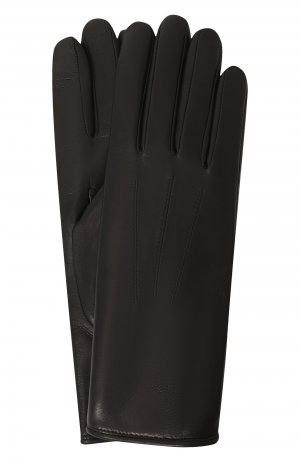 Кожаные перчатки с меховой подкладкой Agnelle. Цвет: чёрный