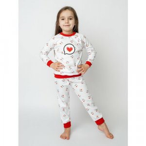 Пижама , размер 98, белый, красный КотМарКот. Цвет: белый/красный