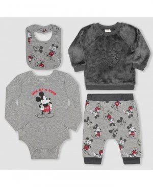 Комплект из топа, брюк, боди и нагрудника с Микки Маусом для маленьких мальчиков , мультиколор Disney