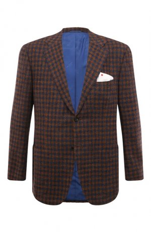 Пиджак из кашемира и шерсти Kiton. Цвет: коричневый