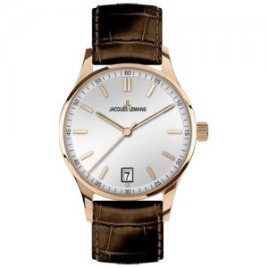 Наручные часы JACQUES LEMANS Classic, коричневый, белый. Цвет: коричневый