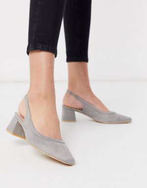 Светло-серые туфли на каблуке с ремешком пятке -Серый Glamorous