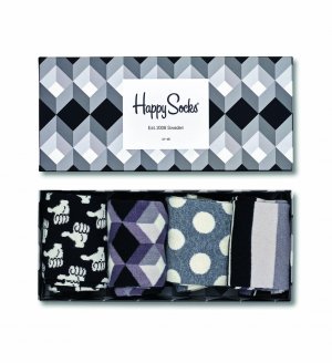 Носки 4-Pack Black & White Socks Gift Set XBLW09 Happy