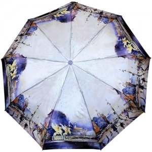 Зонт женский (Сатин), полуавтомат, , 3 сложения, арт.1580-4 Style. Цвет: серебристый