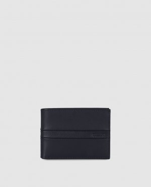 Мужской кожаный кошелек черного цвета с фирменными деталями , черный Miguel Bellido