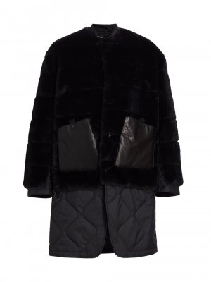 Пальто из искусственного меха и стеганой ракушки , черный Junya Watanabe